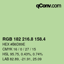 カラーコード: RGB 182 216.8 158.4 | qconv.com