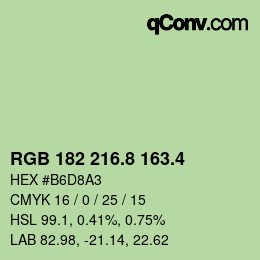 カラーコード: RGB 182 216.8 163.4 | qconv.com