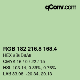 カラーコード: RGB 182 216.8 168.4 | qconv.com