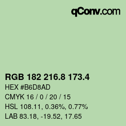 カラーコード: RGB 182 216.8 173.4 | qconv.com