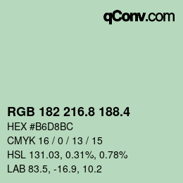 カラーコード: RGB 182 216.8 188.4 | qconv.com