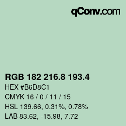 カラーコード: RGB 182 216.8 193.4 | qconv.com