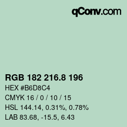 カラーコード: RGB 182 216.8 196 | qconv.com