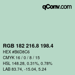 カラーコード: RGB 182 216.8 198.4 | qconv.com