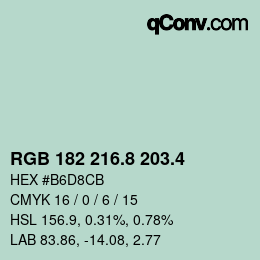 カラーコード: RGB 182 216.8 203.4 | qconv.com