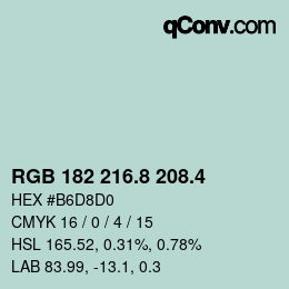カラーコード: RGB 182 216.8 208.4 | qconv.com