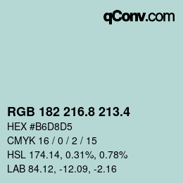 カラーコード: RGB 182 216.8 213.4 | qconv.com