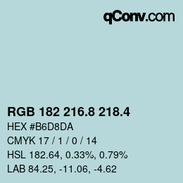 カラーコード: RGB 182 216.8 218.4 | qconv.com