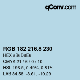 カラーコード: RGB 182 216.8 230 | qconv.com
