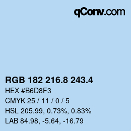 カラーコード: RGB 182 216.8 243.4 | qconv.com