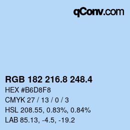 カラーコード: RGB 182 216.8 248.4 | qconv.com