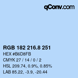 カラーコード: RGB 182 216.8 251 | qconv.com