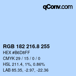 カラーコード: RGB 182 216.8 255 | qconv.com