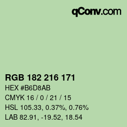 颜色代码: RGB 182 216 171 | qconv.com