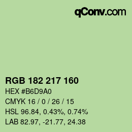 Color code: RGB 182 217 160 | qconv.com