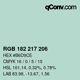 Color code: RGB 182 217 206 | qconv.com