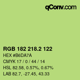 カラーコード: RGB 182 218.2 122 | qconv.com