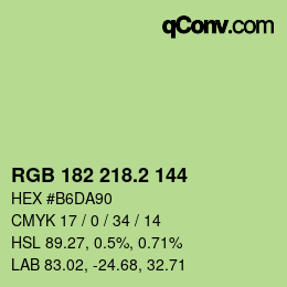 カラーコード: RGB 182 218.2 144 | qconv.com