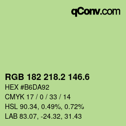 カラーコード: RGB 182 218.2 146.6 | qconv.com