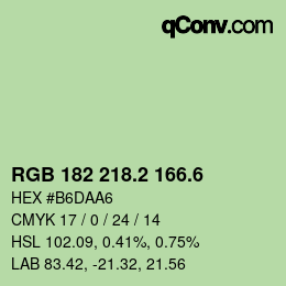 カラーコード: RGB 182 218.2 166.6 | qconv.com