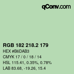 カラーコード: RGB 182 218.2 179 | qconv.com