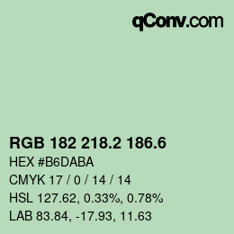 カラーコード: RGB 182 218.2 186.6 | qconv.com
