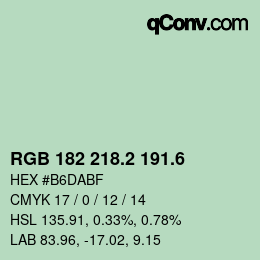 カラーコード: RGB 182 218.2 191.6 | qconv.com