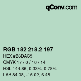 カラーコード: RGB 182 218.2 197 | qconv.com