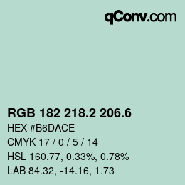 カラーコード: RGB 182 218.2 206.6 | qconv.com