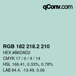 カラーコード: RGB 182 218.2 210 | qconv.com