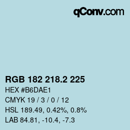 カラーコード: RGB 182 218.2 225 | qconv.com