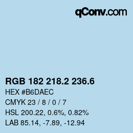 カラーコード: RGB 182 218.2 236.6 | qconv.com