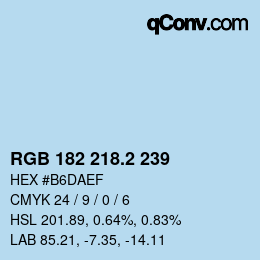 カラーコード: RGB 182 218.2 239 | qconv.com