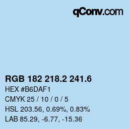 カラーコード: RGB 182 218.2 241.6 | qconv.com