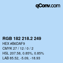 カラーコード: RGB 182 218.2 249 | qconv.com