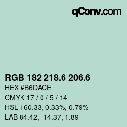 カラーコード: RGB 182 218.6 206.6 | qconv.com
