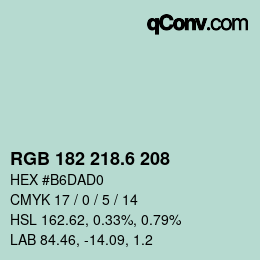 カラーコード: RGB 182 218.6 208 | qconv.com