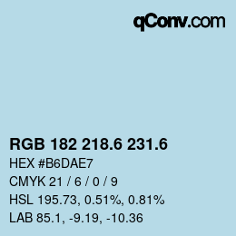 カラーコード: RGB 182 218.6 231.6 | qconv.com