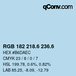 カラーコード: RGB 182 218.6 236.6 | qconv.com