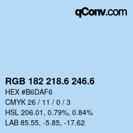 カラーコード: RGB 182 218.6 246.6 | qconv.com