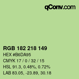 Color code: RGB 182 218 149 | qconv.com