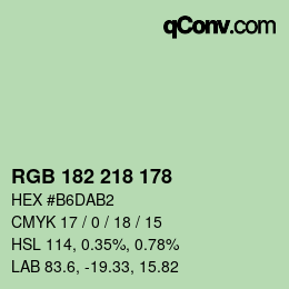 Color code: RGB 182 218 178 | qconv.com