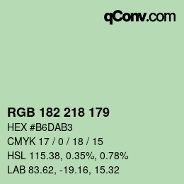 Color code: RGB 182 218 179 | qconv.com