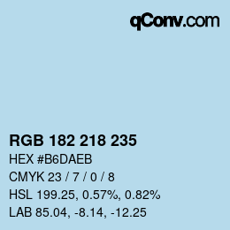 Color code: RGB 182 218 235 | qconv.com