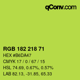 Color code: RGB 182 218 71 | qconv.com