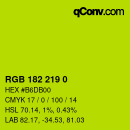 Color code: RGB 182 219 0 | qconv.com