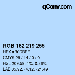 Color code: RGB 182 219 255 | qconv.com