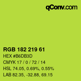 Color code: RGB 182 219 61 | qconv.com