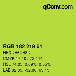 Color code: RGB 182 219 61 | qconv.com