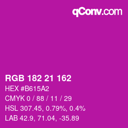 Color code: RGB 182 21 162 | qconv.com